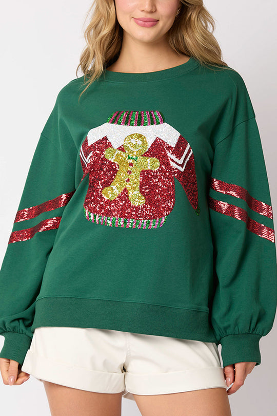 Riley® | Weihnachts-Pailletten-Sweatshirt mit Rundhalsausschnitt