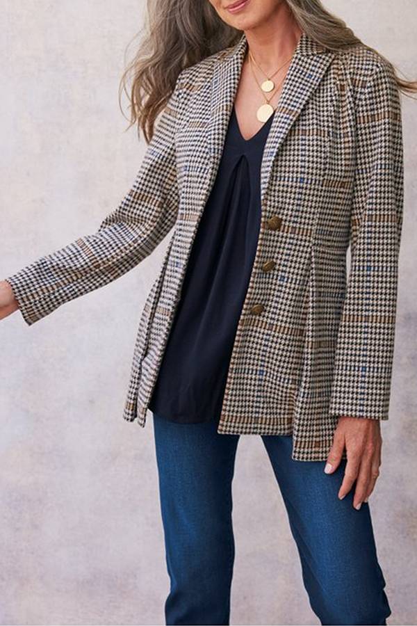 Zaida® | Eleganter karierter Blazer mit Umlegekragen