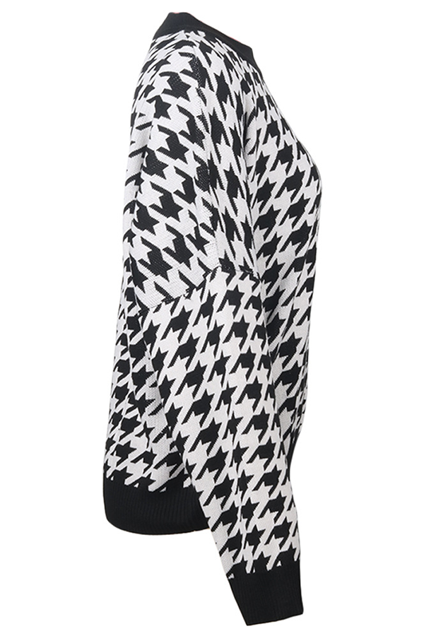 Oriana® | Fashion Street Geometrischer Patchwork-Kontrast-O-Ausschnitt-Pullover