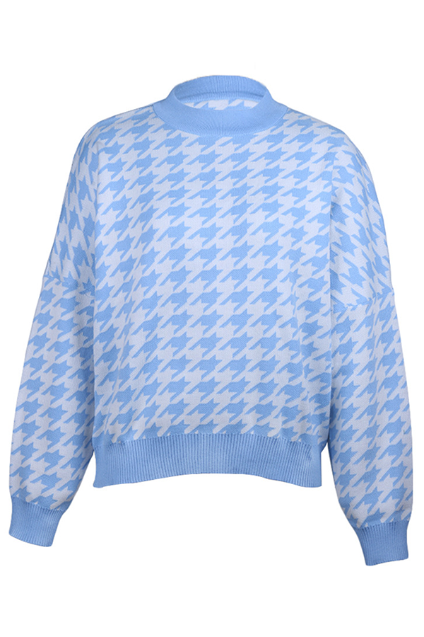 Oriana® | Fashion Street Geometrischer Patchwork-Kontrast-O-Ausschnitt-Pullover