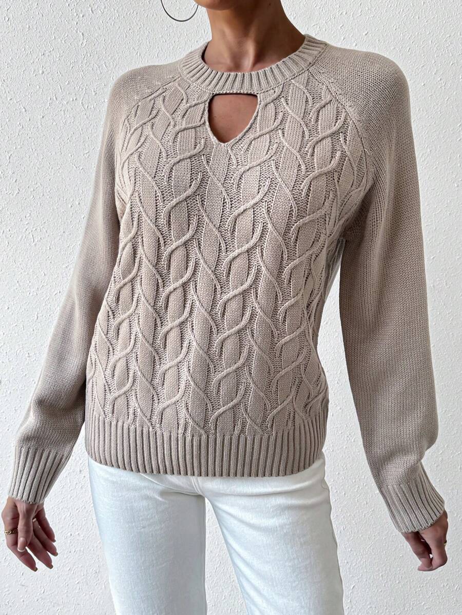 Paola® | Khaki Einfarbiger Pullover mit Rundhalsausschnitt