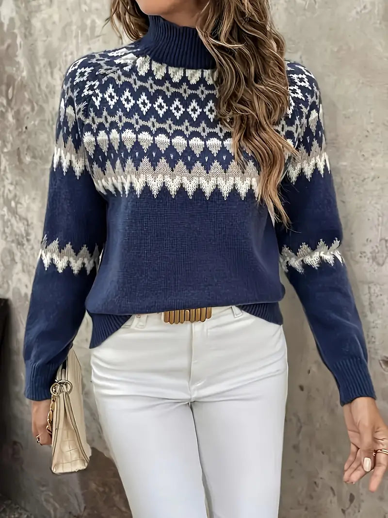 Paloma® | Eleganter Fair Isle Pullover Mit Geo Muster Und Rundhalsausschnitt