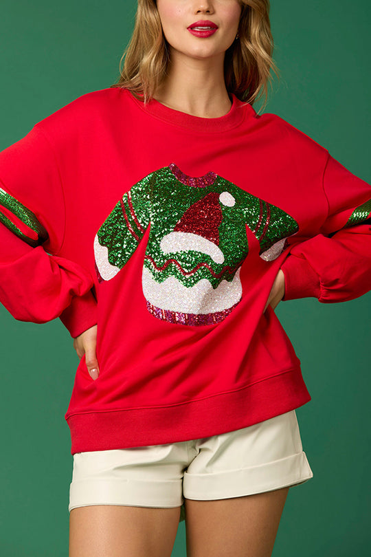 Riley® | Weihnachts-Pailletten-Sweatshirt mit Rundhalsausschnitt