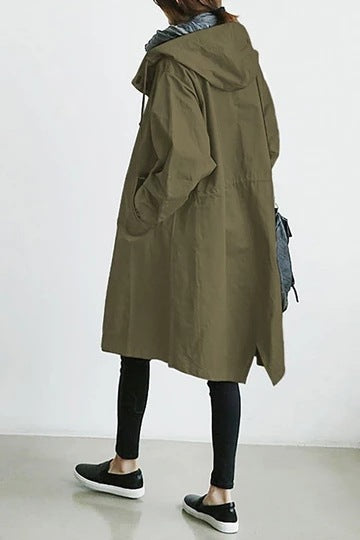 Walburga® | Lässiger Trenchcoat – langer Mantel mit Kapuze