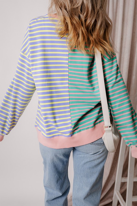 Olivia® | Oversize-Sweatshirt mit überschnittener Schulterpartie in Colorblock-Optik