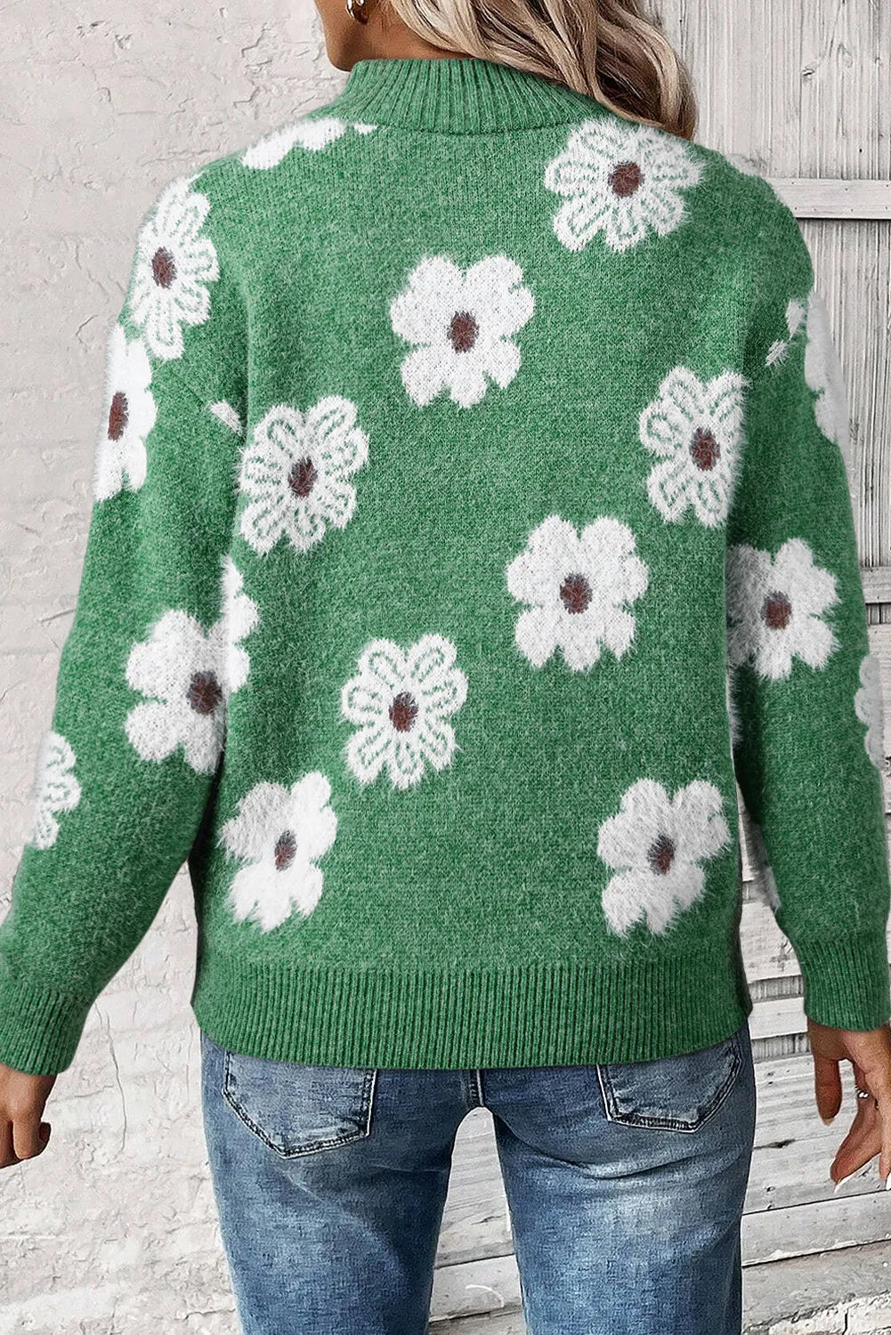 Olga® | Blumenpullover mit halbem Reißverschluss