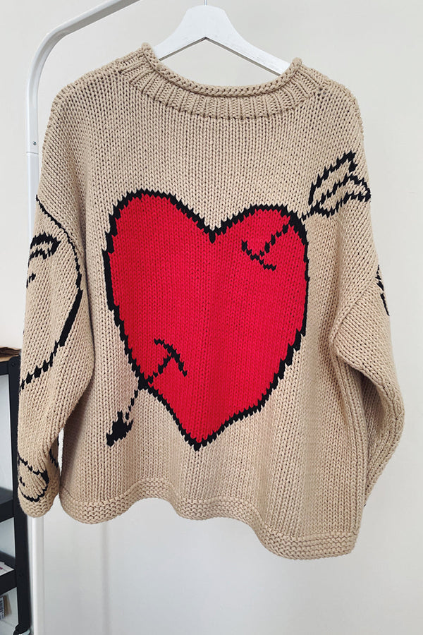 Ximena® | Liebe ist ein Geschenk. Kreativer Liebesmuster-Strickpullover