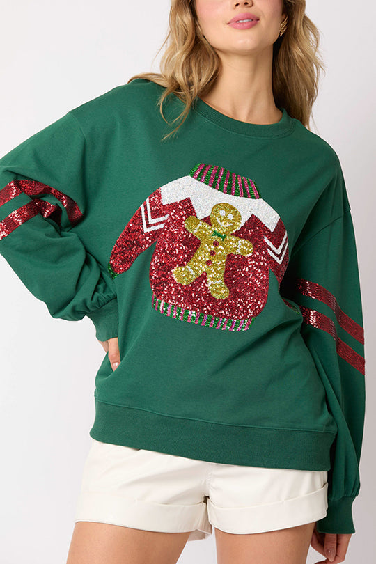 Riley® | Weihnachts-Pailletten-Sweatshirt mit Rundhalsausschnitt