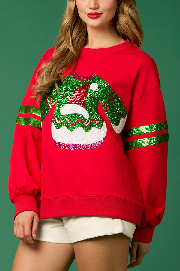 Riley® | Weihnachts-Pailletten-Sweatshirt mit Rundhalsausschnitt