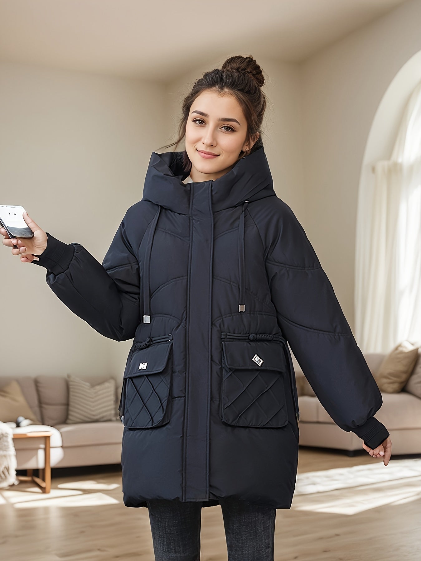 Yasmina® | Lässige, bauschige Kapuzenjacke mit Reißverschluss, perfekt für Herbst/Winter