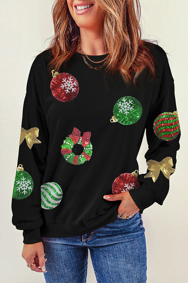 Paloma® | Pullover-Sweatshirt mit Weihnachtsgrafik und Pailletten