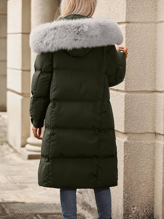 Zuleyka® | Langer Puffer Wintermantel Mit Fellkragen