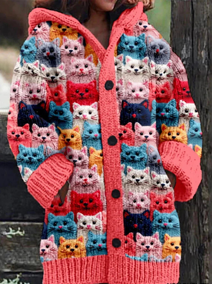 Zoe® | Bunter gestrickter Katzen-Cardigan