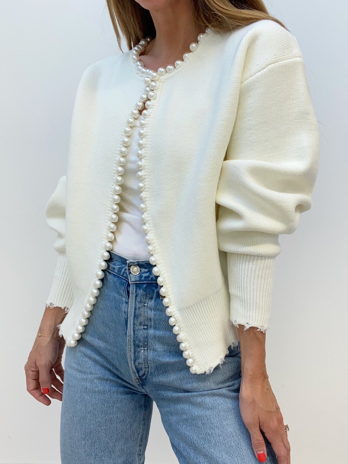 Zelda® | Cardigan Mit Perlenbesatz Und Ausgefranstem Saum