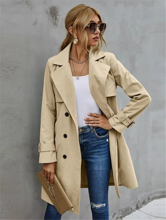 Victoria® | Lässiger zweireihiger Trenchcoat mit Gürtel