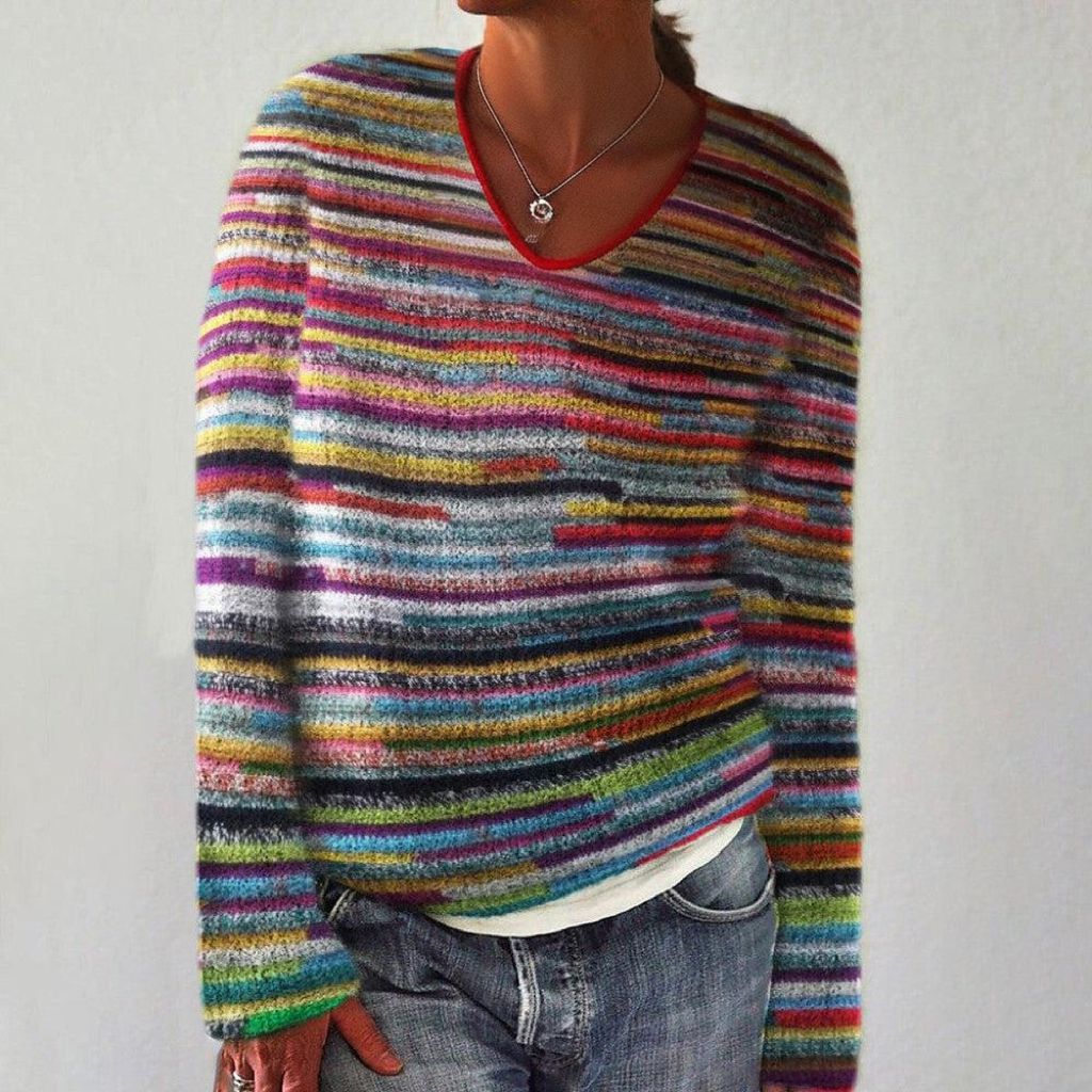 Agnes® | Beliebter langärmeliger Pullover mit V-Ausschnitt