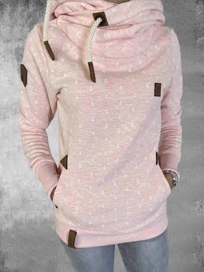 Yara® | Rosa Kapuzenpullover mit Stehkragen für Damen