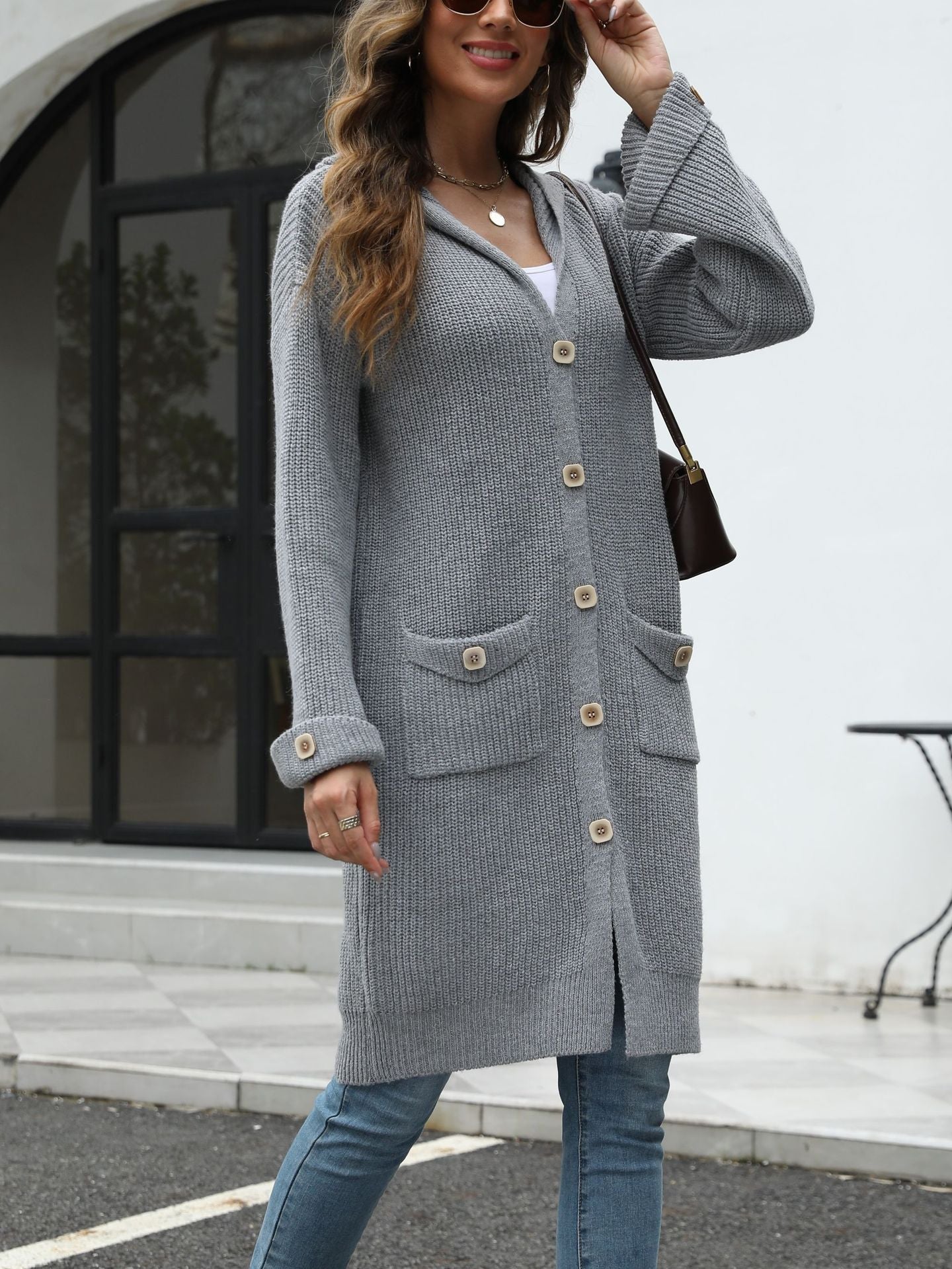 Patricia® | Gaby Lange Strickjacke mit Kapuze