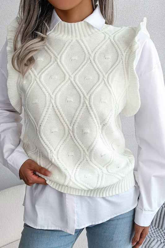 Aitana® | Rüschen-Argyle-Strickwestenpullover