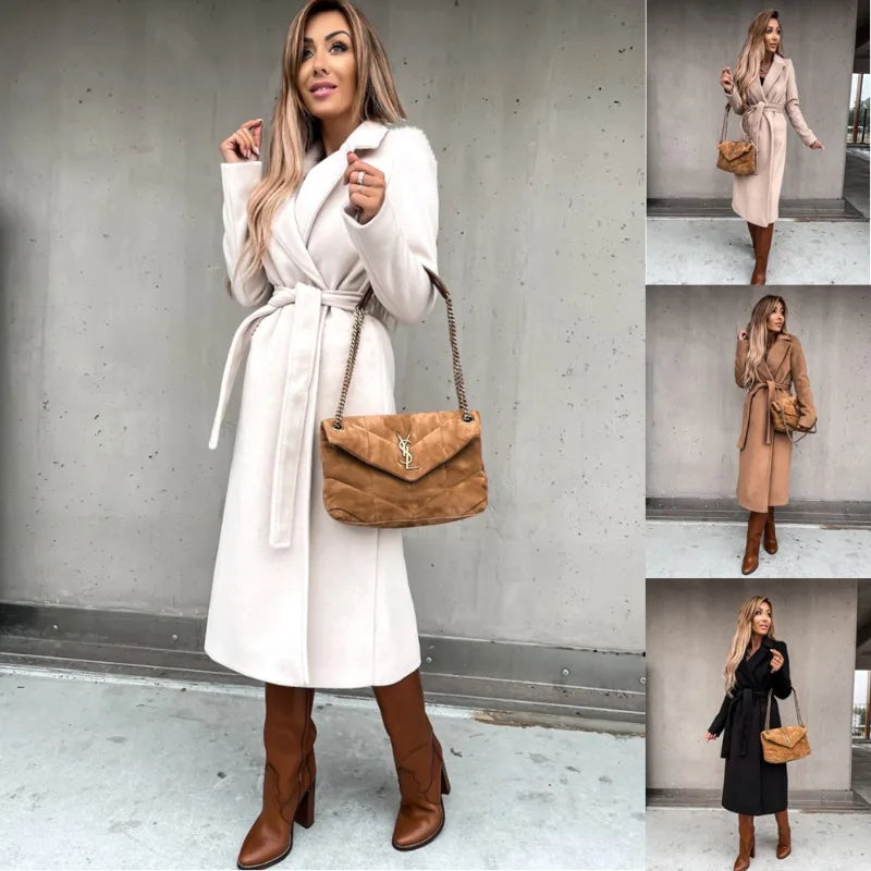 Ximena® | Damen-Trenchcoat mit V-Ausschnitt und Knöpfen