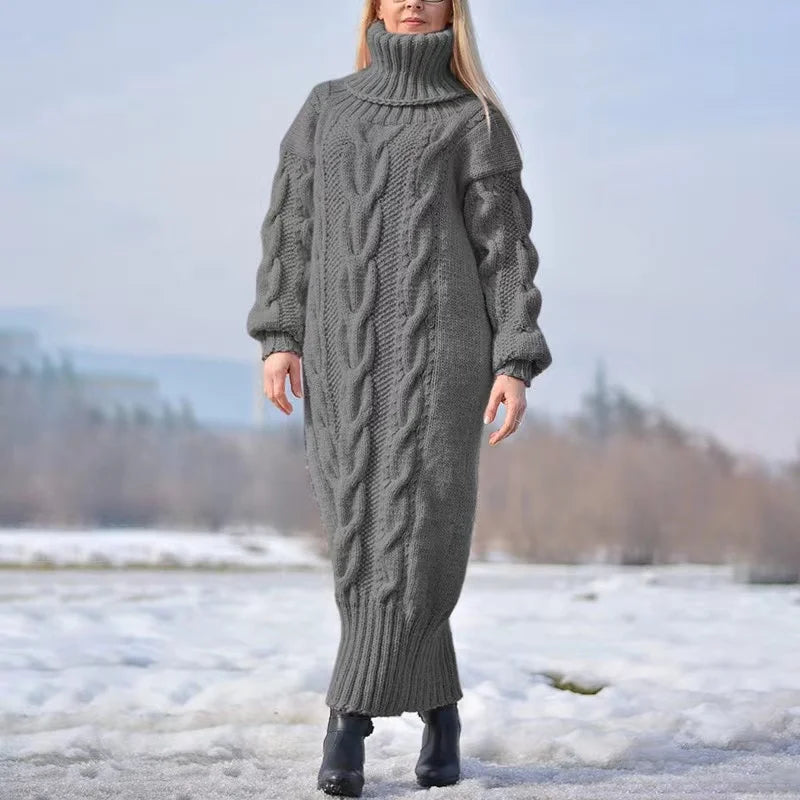 Reina® | Winter-Rollkragenpullover, lässiges Strickkleid