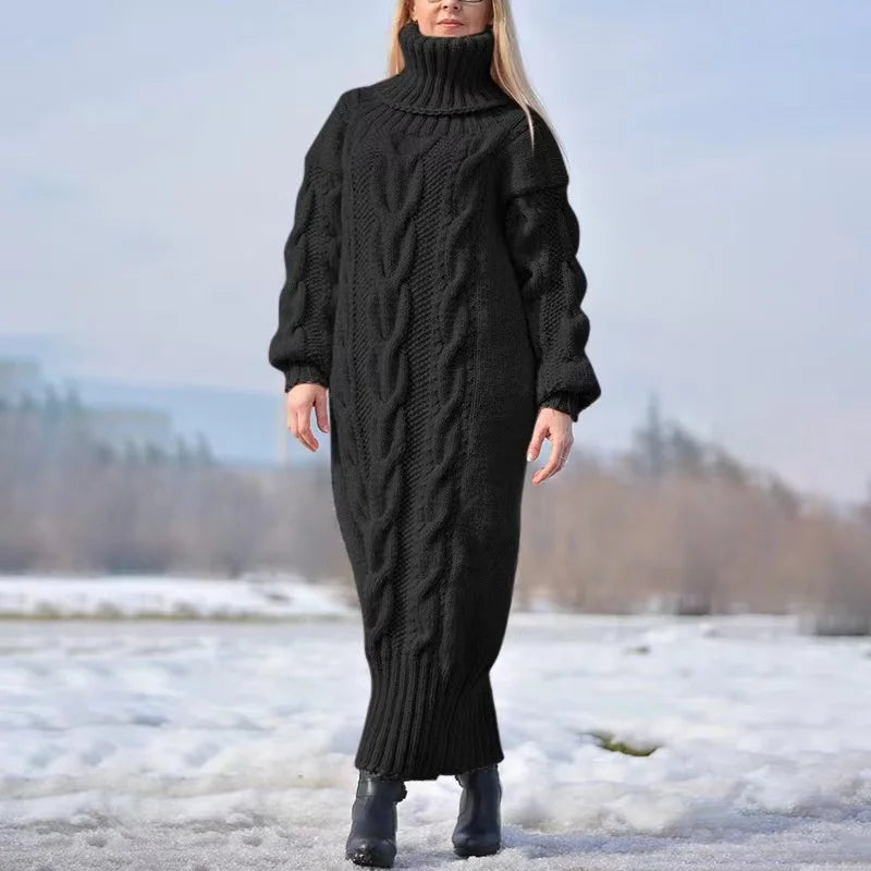 Reina® | Winter-Rollkragenpullover, lässiges Strickkleid