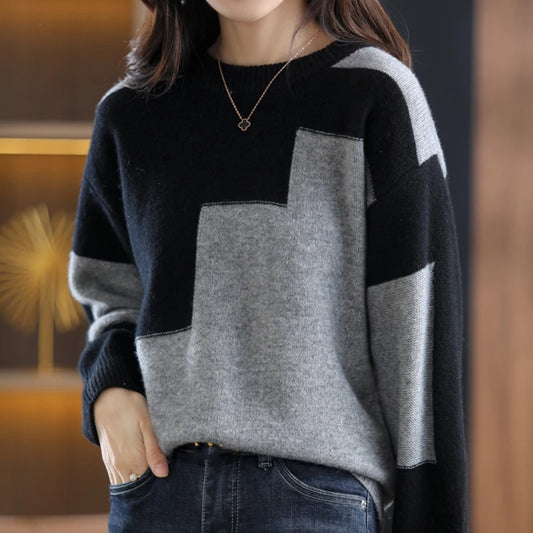 Gerogina - Damen-Patchwork-Strickpullover