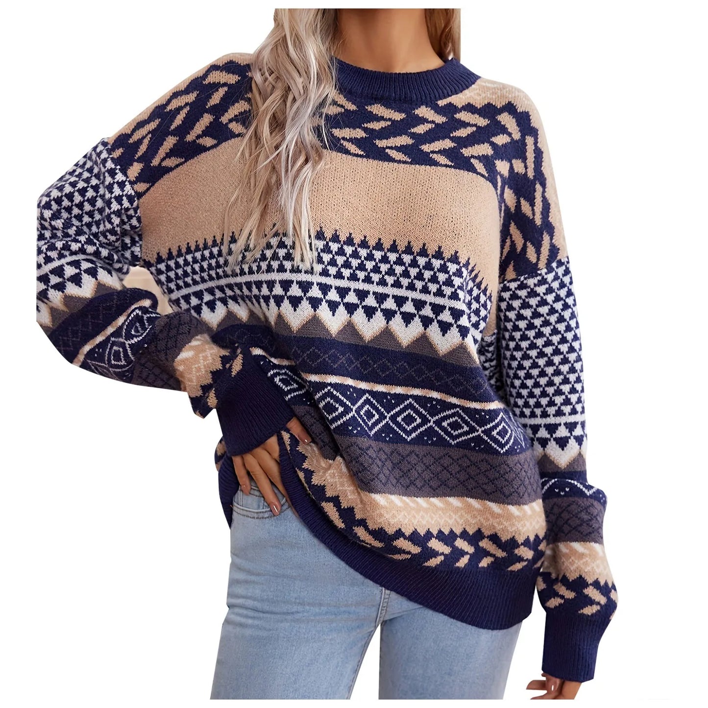 Zahara® | Retro-Strickpullover mit Kontrast