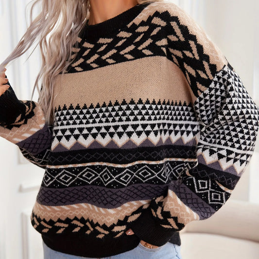 Zahara® | Retro-Strickpullover mit Kontrast