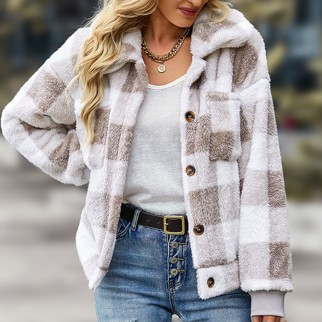 Dorlies® | Karierte Fleecejacke