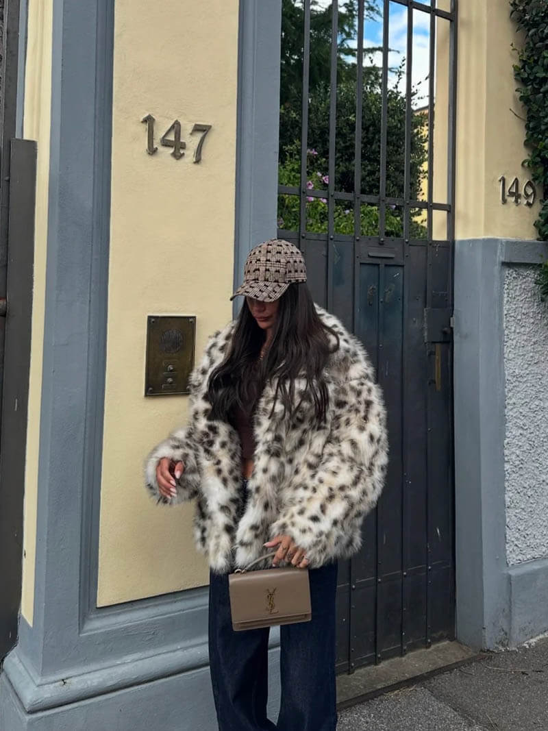 Ximena® | Pelzjacke mit Leopardenmuster