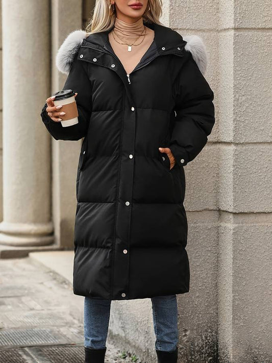 Zuleyka® | Langer Puffer Wintermantel Mit Fellkragen