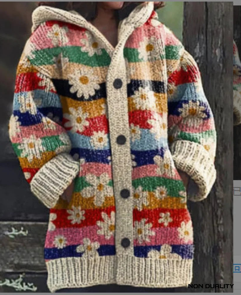 Yanet® | Bunt Gestrickte Katzen Strickjacke