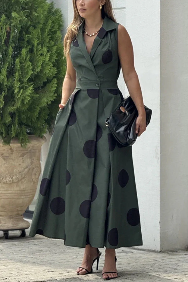 Penelope - Maxikleid mit Punkten und Taschen