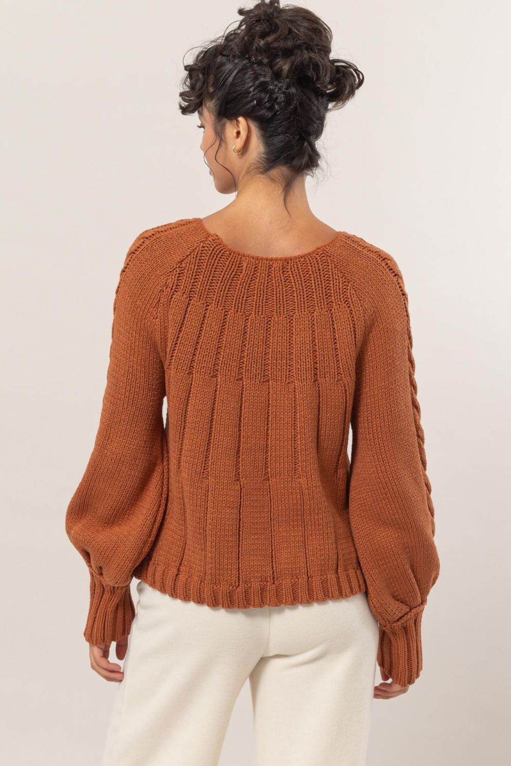 Agustina® | Zopfstrickpullover mit Rundhalsausschnitt und Raglanärmeln