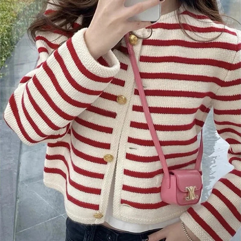 Paola® | Gestreifter Cardigan mit goldenen Knöpfen